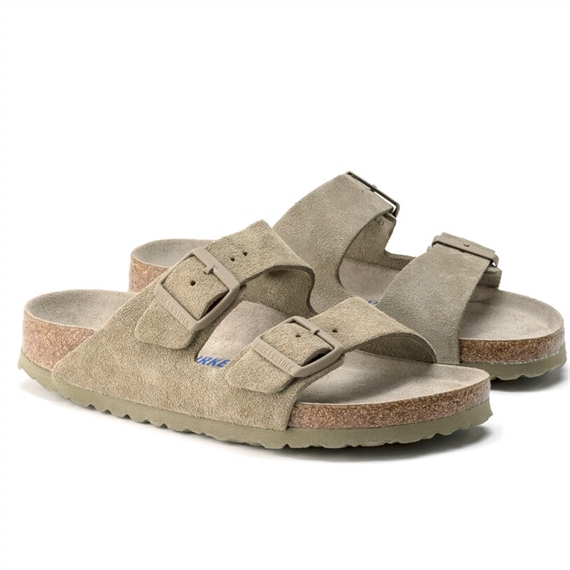 Birkenstock Arizona Suede Leather Sandaler, Faded Khaki